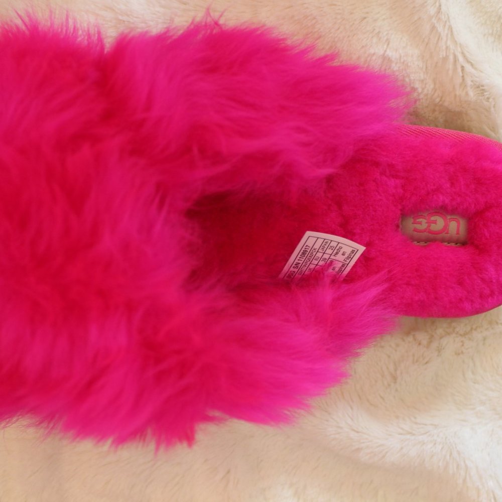 NIB UGG FUZZALICIOUS FUR SANDAL SLIPPERS PINK - Picture 4 of 8